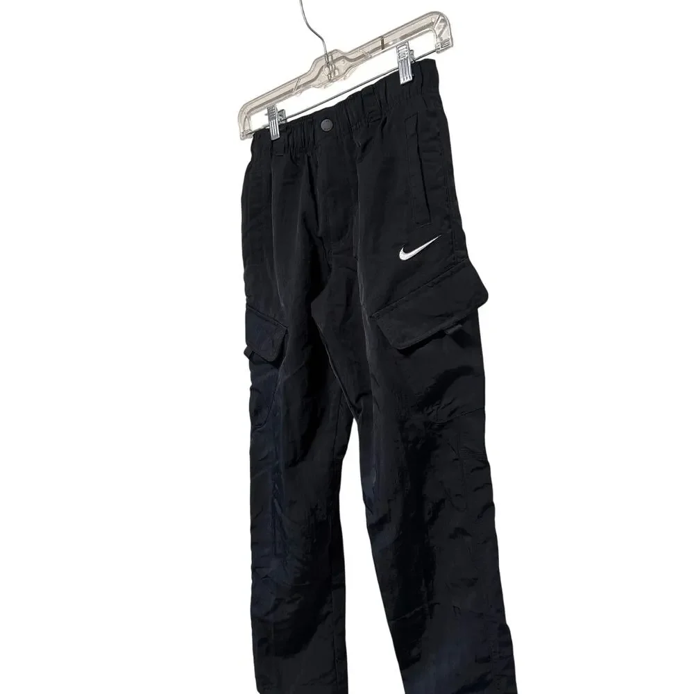 Nike Kids Black Woven Cargo Pants Elastic Waist Size M
